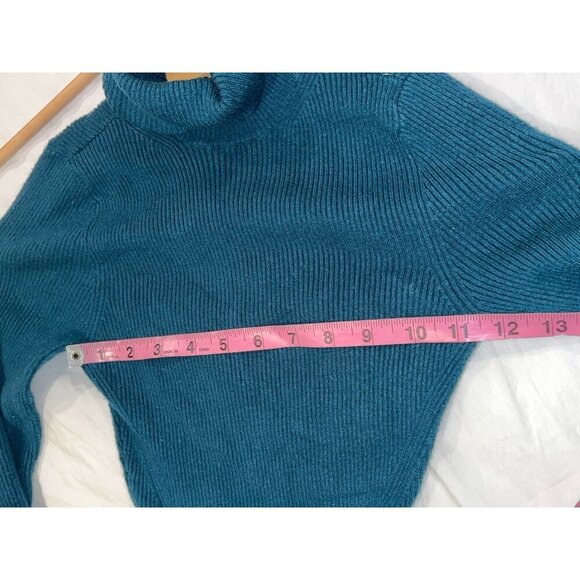 Abercrombie & Fitch Teal Ribbed Turtleneck Snap Crotch Women's Bodysuit Size XS - Picture 6 of 9